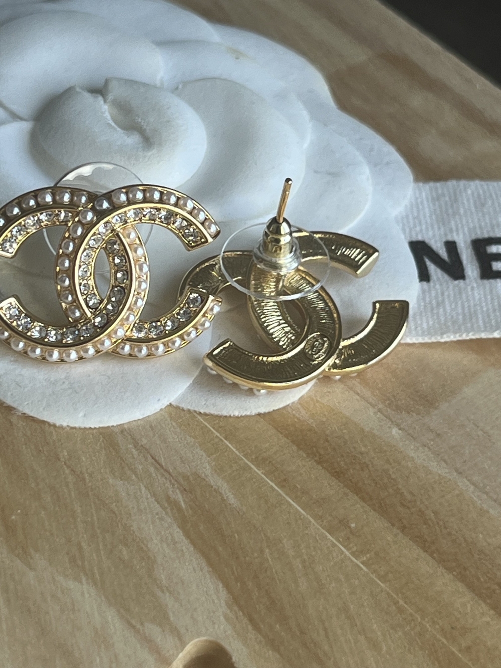 Authentic Vintage Chanel Gold Tone Crystal Earrings - Picture 6 of 6